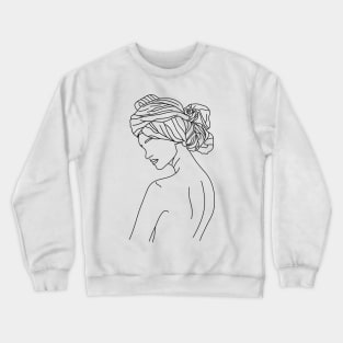 Woman Headwrap Line Art Crewneck Sweatshirt